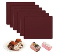 6 Piezas Estera de Rollo de Pastel con Borde, Alfombrillas Hornear Tapete Pastel de Rollo Suizo Cuadradas Antiadherente y Reutilizable, para Horno, Deshidratador, Repostería, Sushi y Caramelos