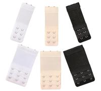 6 Piezas Extensor Sujetador, Correa de Alargador Sujetador 3 Filas 2 Corchetes 3 Corchetes, Suave, cómodo y elástico Alargador de Sujetador, Adecuado para Mujeres - Blanco, Negro, Piel Clara