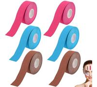 6 Piezas Face Tape, Cinta Kinesiologica 2.5 cm x 5 m, Cinta Fisioterapeuta Adhesiva, Las Vendas Elásticas Faciales Son Adecuadas para los Hombros, las Rodillas y para Aliviar el Dolor Muscular.
