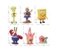 (6 piezas) Figuras de animación Kawaii Bob Esponja Patricio Estrella Juguetes Dibujos animados Bob Esponja