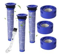 6 Piezas Filtros de Repuesto para Dyson V7 V8, 3 Filtros HEPA Posteriores + 3 Filtros Frontales + 1 Cepillo de Limpieza, Lavables y Reutilizables, Compatible con Dyson V7 V8