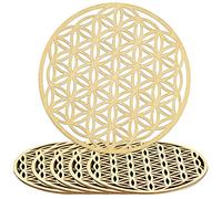 6 piezas flor de la vida de madera, posavasos panel círculo para recargar piedras, decoración de pared, purificación, meditación, 10 x 10 cm