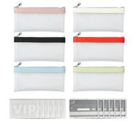 6 Piezas Fundas para Dinero, Portamonedas Transparente de 20x10.5 cm con Fundas para Tarjetas, Organizador con Cremallera para Viaje, Oficina y Recibos