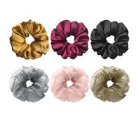 6 Piezas Gomas Para El Cabello, Gomas Para El Cabello De Satén, Gomas Para El Cabello De Malla, Gomas Para El Cabello Simples Y De Moda, Gomas Para El Cabello De Cola De Caballo