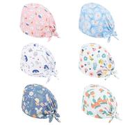 6 Piezas Gorro de Trabajo, Gorro Quirúrgico, Algodón Ajustable Gorro de Belleza, Unisex Gorro Turbante con Banda de Sudor, Reutilizable Gorro Dentista Mujer y Hombre, Gorro Cocina Doctor Enfermera
