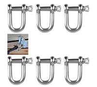 6 piezas Grillete D, Grillete en Forma de D, Grillete Recto de Anilla en D, Grillete de Acero Inoxidable M8, Grillete con Anilla en D de Acero Inoxidable, para Aparejos Grilletes de Cadena de Cable