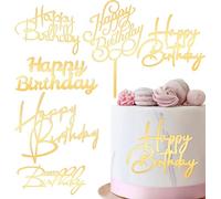 6 Piezas Happy Birthday Cake Topper Tarta Cumpleaños de Pastel Happy Birthday Decoracion de Pastel Espejo Acrílico Feliz Cumpleaños Decoracion Tarta Lateral Inserto para Fiesta Cake Topper Comunion