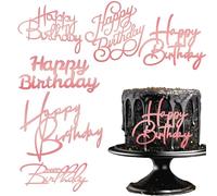 6 Piezas Happy Birthday Cake Topper Tarta Cumpleaños de Pastel Happy Birthday Decoracion de Pastel Espejo Acrílico Feliz Cumpleaños Decoracion Tarta Lateral Inserto para Fiesta Cake Topper Comunion