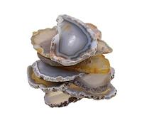 6 piezas hermosas de geoda irregular, rebanadas de ágata perforadas, colgantes de ágata en la parte superior perforada, 1.9 3.1 pulgadas, con agujero de 1.5 mm para hacer joyas y accesorios de