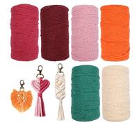 6 Piezas Hilo Macrame 2mm x 100m Cuerda Macrame,Hilo de Macramé de Algodón, Cuerda de Algodón Natural de Macramé,Macrame Cuerda para Tapices, Manualidades Bricolaje, Hogar Decoracion Bohemia