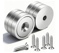 6 Piezas Imanes de Neodimio 20x6 mm, 10 KG Fuerza Extremadamente Potentes con Orificio y 6 Tornillos