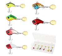 6 Piezas Jig Spinner Set, Señuelos de Pesca Spinning, señuelos Artificiales, Crankbait Spinnerbait, Spinner Jig Bait, Cebo de Pesca Señuelos para Bass Trucha Crappie spinjig en Caja, Cebo Artificial