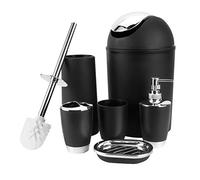 6 Piezas Juego de Accesorios de baño, Juego de Regalo de plástico de Que Incluye Taza, Soporte para Cepillo de Dientes, Soporte para Sopa, Botella desinfectante de Manos, papeleras, Cepillo de baño