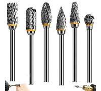 6 Piezas Juego de Fresas Para Madera Dremel, Fresas de Tungsteno para Metal 6mm, Fresas para Metal Duro Profesional, Con Vástago de 1/8", Para Bricolaje de Barpintería, Pulido, Taladrado
