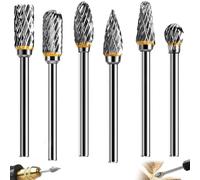 6 Piezas Juego de Fresas Para Madera Dremel, Fresas de Tungsteno para Metal 6mm, Fresas para Metal Duro Profesional, Con Vástago de 1/8", Para Bricolaje de Barpintería, Pulido, Taladrado