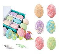 6 Piezas Juego de Regalo de Baño de Burbujas con Juguetes de Dinosaurio en el Interior, Colores Baño Naturales Bolas, Baño Infantil de Dinosaurios, Regalo para Niñas Niños