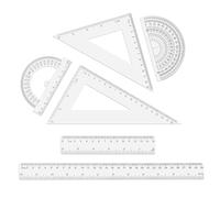 6 Piezas Juego de Reglas, Pulgadas y Métricas Regla de Plástico Transparente 30,48 y 15,24 cm Regla Recta Transportador Regla Triangular Juego de Geometría Herramientas de Matemáticas