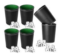 6 Piezas Juego de Tazas de Dados de Cuero con 36 Dados para Juegos de Mesa,Juegos de Fiesta y Reuniones Familiares