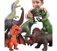 6 piezas Jumbo dinosaurios juguetes para niños y niños pequeños, Jurassic World Blue Velociraptor T-Rex Triceratops, perfectos regalos de fiesta de dinosaurios, regalos de cumpleaños..