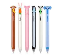 6 Piezas Kawaii Bolis Borrables de Animales, Bolígrafos de Gel Borrables con Tinta Termo-borrable, Borrable con Diseños de Animales, para Escribir Dibujar Tomar Nota, Reescribir Sin Dejar Marcas