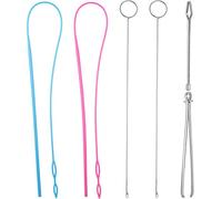 6 Piezas Kit de Bucle de Costura, Incluye Loop Turner Gancho Turner Enhebrador de Cordón Flexible Pinzas de Metal Herramienta de Loop Turner Largo con Pestillo para Tela Cinturones Tiras Tejido ()