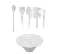 6 Piezas Kit de Tinte Cabello Blanco, Peine y Cepillo Cuenco | Plástico Reutilizable, Aplicación sin Desorden, para Salón Profesional y Coloración Casera de Cabello