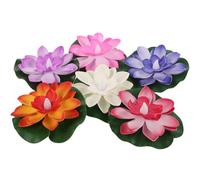 6 piezas Lámpara LED Flotante en Forma de Loto 10x10x4cm para estanques | Material PP y EVA, Pilas Botón Incluidas, Luz Activada por Agua, para Mini Estanques y Acuarios Color Aleatorio