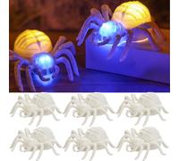 6 Piezas LED Araña de Halloween, LED Velas Halloween, Parpadeo Sin Llama Blancos Cálidos, Luminosa de Dos Colores en Blanco para Decoraciones de HalloWeen Interior Party,Adornos Casa Embrujada