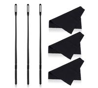 6 Piezas Limpiador Flauta Escolar, Limpieza de Flautas 3 Paños de Limpieza 3 Varillas de Limpieza Herramientas Cuidado Interior para Pulido Instrumentos Viento (Negro)