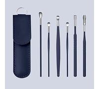 6 Piezas Limpiadores de Cera de Oídos,Kit para eliminar la cera de los oídos,Innovador limpiador de oídos,Ear Pick con bolsa de almacenamiento,Acero Inoxidable (Azul)