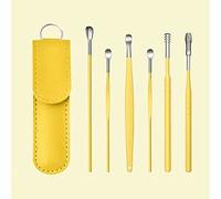 6 Piezas Limpiadores de Cera de Oídos,Kit para eliminar la cera de los oídos,Innovador limpiador de oídos,Ear Pick con bolsa de almacenamiento,Acero Inoxidable (Amarillo)