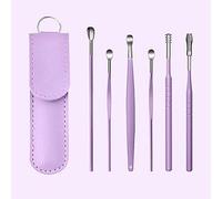 6 Piezas Limpiadores de Cera de Oídos,Kit para eliminar la cera de los oídos,Innovador limpiador de oídos,Ear Pick con bolsa de almacenamiento,Acero Inoxidable (Morado)