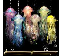 6 Piezas Linterna de Medusa Brillante,Farolillos de Medusas,Lámpara Colgante de MedusasDIY,Linterna DIY Multicolor para Fiestas,Linternas Colgantes de Medusas,Medusa Luminosa (Color-B)