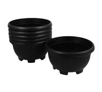 6 Piezas Maceta Redonda Baja de Plástico Negro para Interior y Exterior | Diseño Liso, Trasplante Sencillo, para Bonsáis, Hierbas y Pequeños Arbustos, Uso en Escritorio