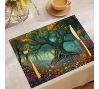 6 Piezas Manteles Individuales El Libro De La Selva,Ilustraciones De Cuentos De Hadas Mantel Individual 30 x 45 cm, para Decoración de Cocina Fiesta