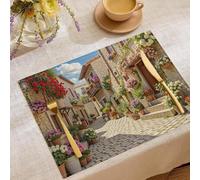 6 Piezas Manteles Individuales Europeo Pastoral, Callejones Y Calles Mantel Individual 30 x 45 cm,para Decoración de Cocina Fiesta