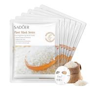 6 Piezas Mascarilla de Arroz, Rice Face Mask, Mascarillas Faciales Con Extracto de Arroz, Mascarilla Facial Hidratante, para Hidratación, Antiarrugas, Limpieza