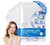 6 Piezas Mascarilla Facial Con áCido HialuróNico, Hidratante Mascarillas Faciales, Mascarilla Facial De Hidrogel, Hidratante Y Humectante, Mascara Facials Iluminar La Tez, Mejora La Elasticidad (Azul)