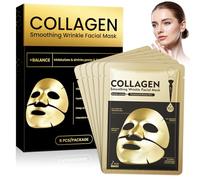 6 Piezas Mascarilla Facial de Colágeno,Mascarilla facial Hidratante,Daily Care mascarillas,Mascarillas Faciales Hidratante y Calmante,nutritiva para pieles secas,Aumentar el brillo,humedad