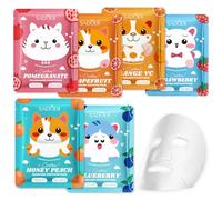 6 Piezas Mascarilla Hidratante Facial, Mascarillas Coreanas Faciales, Mascarillas Faciales Animales, Iluminadora, Calmante, mascarillas faciales Skincare para Mujeres Adolescente