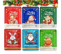 6 Piezas Mascarillas Faciales Navideñas,Hidratante mascarilla Cara,cuidado facial cara e Calmante mascarilla,Hidratación Profunda,Navideño Set Regalo Mujer para Belleza
