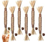 6 Piezas Masticables Naturales Matatabi Silvervine Palos, Palitos de Hierba Gatera para Gato, Palitos Masticables Matatabi para Gatos, para la Limpieza de Dientes Fricción, Juego, Morder