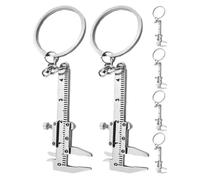 6 Piezas Mini Calibrador Vernier Llavero de Aleación de Zinc Plata | Herramienta Multifuncional, Uso Exterior, Diseño de Llavero, para Hombres, Formato Compacto y Ligero