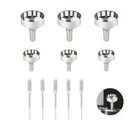 6 Piezas Mini Embudos de Metal Set, Embudos Pequeños de Acero Inoxidable con 5 Gotero de Plástico de 2ml, Mini Embudo para Perfume, Botellas Pequeñas, Vino, Cosméticos, Aceites Esenciales(1.8cm+2.5cm)