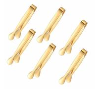 6 Piezas Mini Pinzas de Azúcar Pequeñas Pinza de Hielo Dorado Pinsa para Servir de Acero Inoxidable para Bodas Fiestas Bar Buffet Cocina Cafetería