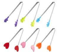 6 Piezas Mini Pinzas Para Alimentos, Pinzas Creativas De Silicona Para Postres, Pinzas Para Alimentos Multifuncionales, Pinzas Para Hielo De Acero Inoxidable, Postres Y Cubitos De Azúcar