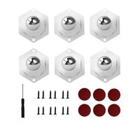 6 Piezas Mini Ruedas Adhesivas Giratorias, Blanco Giratoria Ruedas Pequeñas para Muebles con Destornillador Tornillos Etiquetas, Silencio Rueda de Polea Universal para Muebles de Basura Estanterías