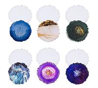 6 Piezas Moldes de Resina de Posavasos, Geoda Molde de Silicona Molde de Forma de Onda Irregular Epoxi Molde de Fundición de Posavasos Resina DIY Hacer Bricolaje Casa Decoración Artesanal
