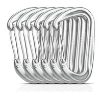 6 Piezas Mosqueton Aluminio Mosquetones 12KN (1200KG) Mosquetón Grande Elección de 7 Colores para Fijación de Hamaca, Aire Libre para Senderismo, Camping y Mochileros (Plata)