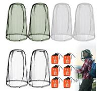 6 Piezas Mosquitera de Cabeza Cubierta, Cubierta de Malla para la Cabeza, Máscara de Mosquito, Antimosquitos Mosquito Head Net Apta para Exteriores, Camping y Viajes, Pesca, Apicultor